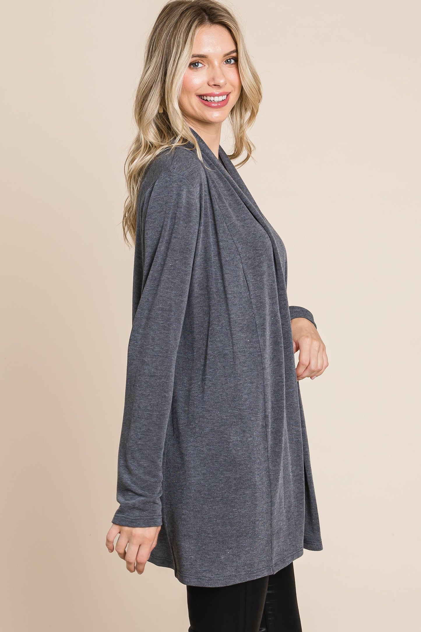 Soft Solid Open Front Cardigan