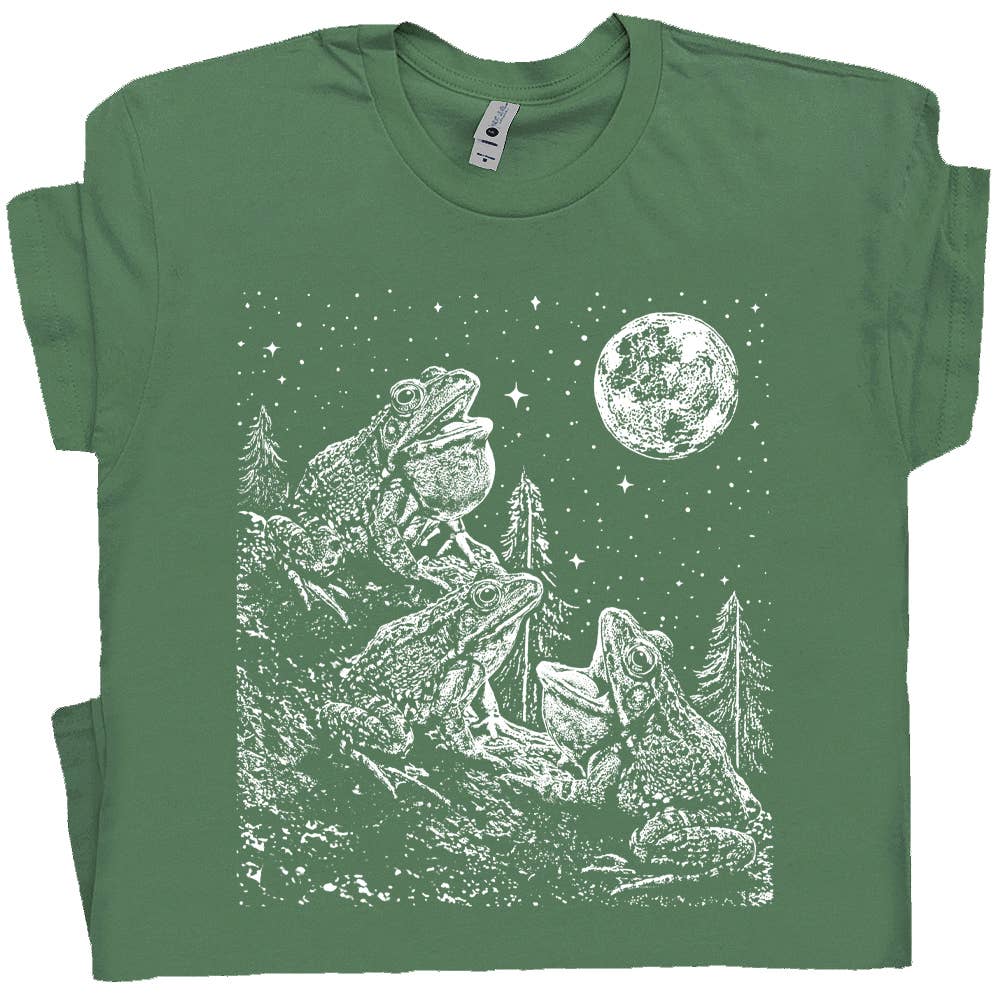 Frog T Shirt Funny Graphic Tee Hiking Wildlife Camping Moon