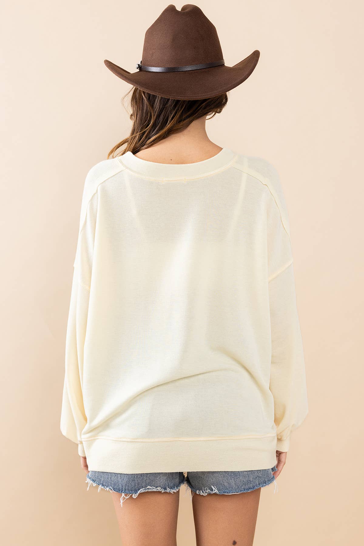 Solid Terry Round Neck Oversize Sweatshirt