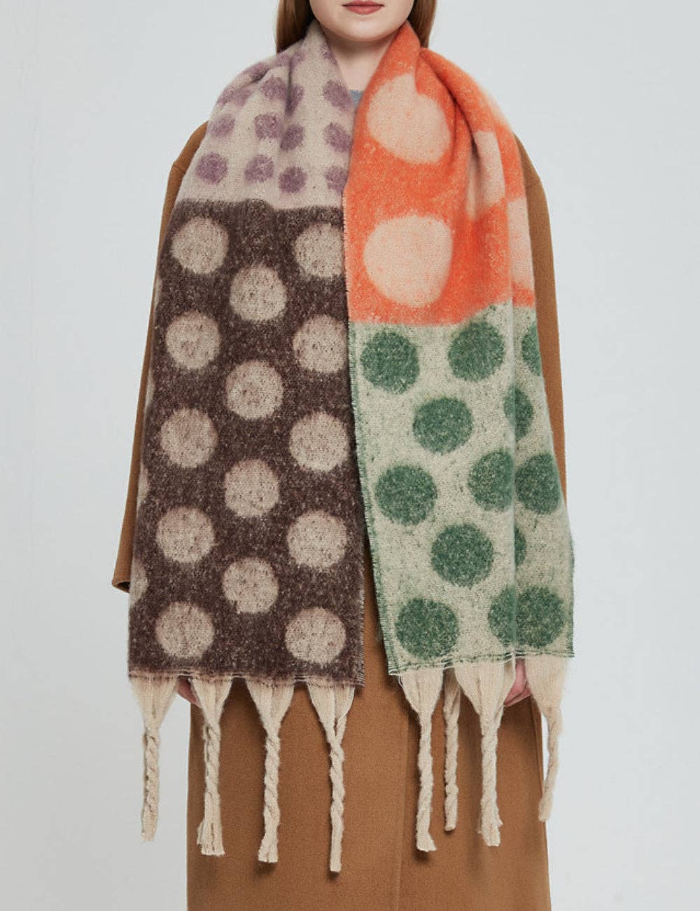 Contrast Color Point Tassel Warm Scarf