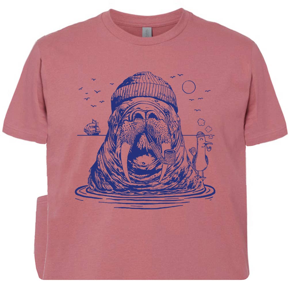 Walrus T Shirt Funny Surfing Graphic Shirt Beach Theme Tee