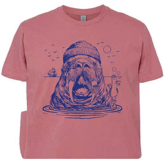 Walrus T Shirt Funny Surfing Graphic Shirt Beach Theme Tee