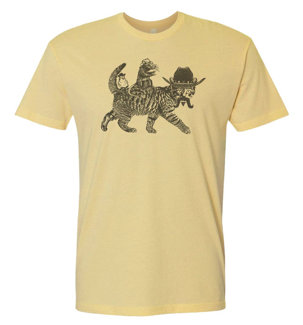 Cowboy Cat Shirt Weird Funny Cool Crazy Retro Graphic Tee