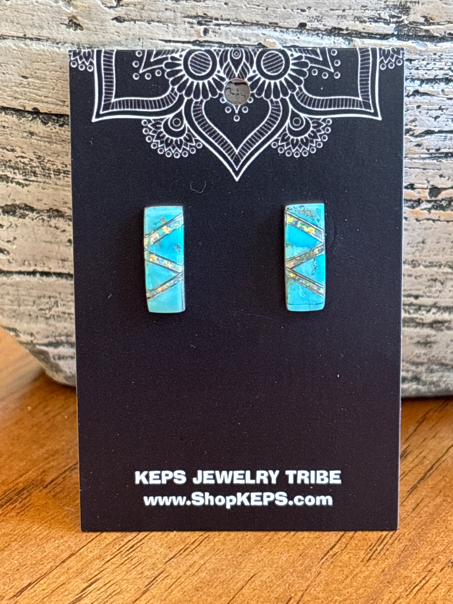 Turquoise Zuni Inlay Earrings