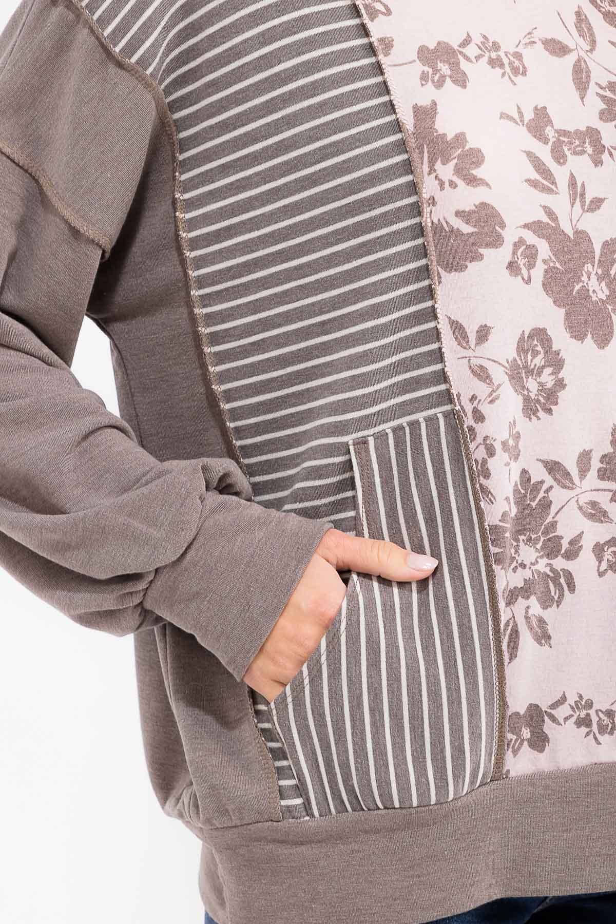 Floral Patchwork Pullover Sweatshirt