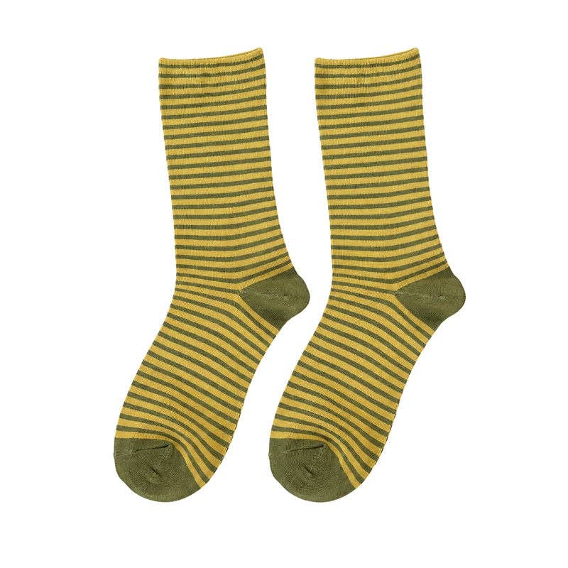 Color Contrast Striped Soft Crew Socks