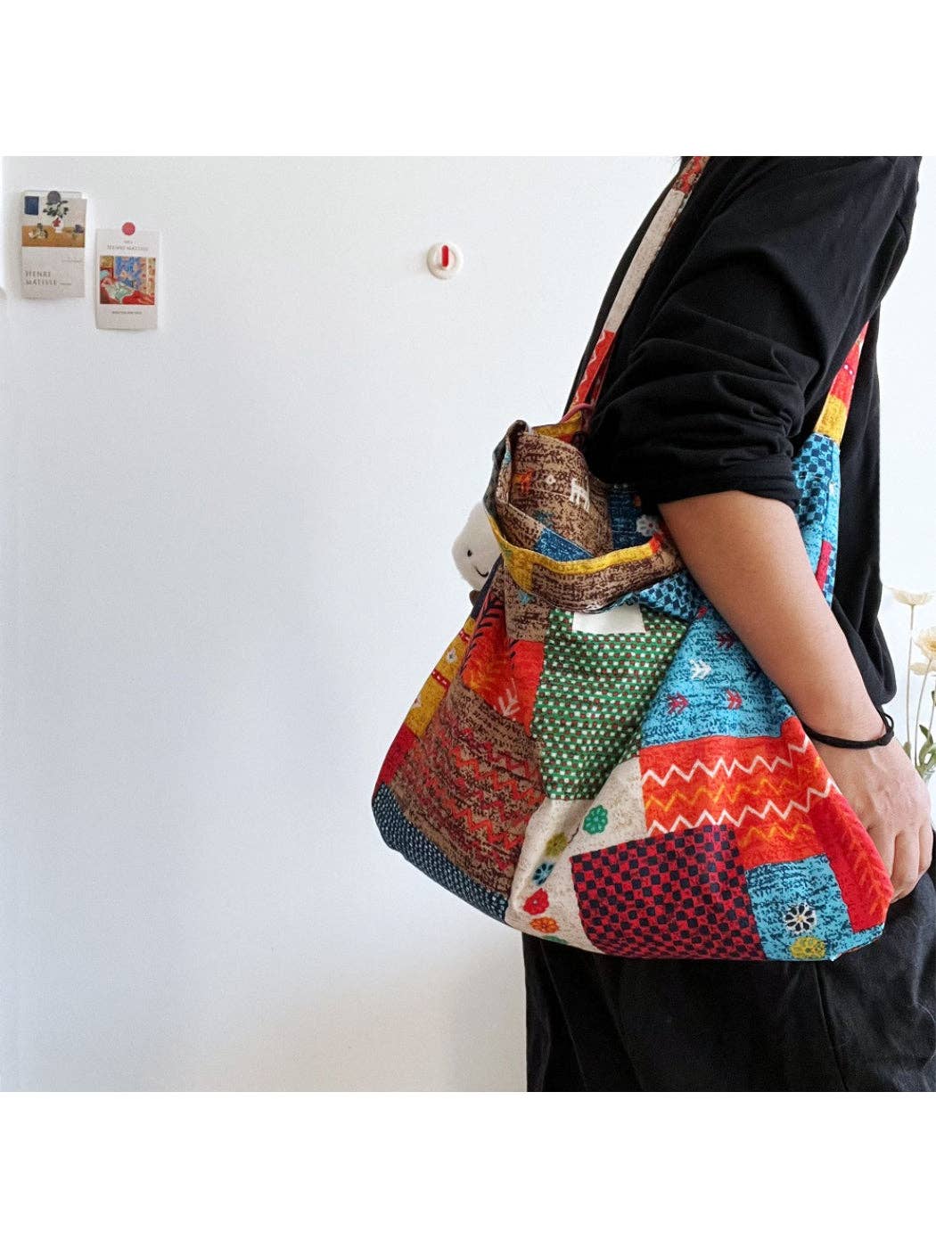 Patchwork Tote Bag With Cloud Charm