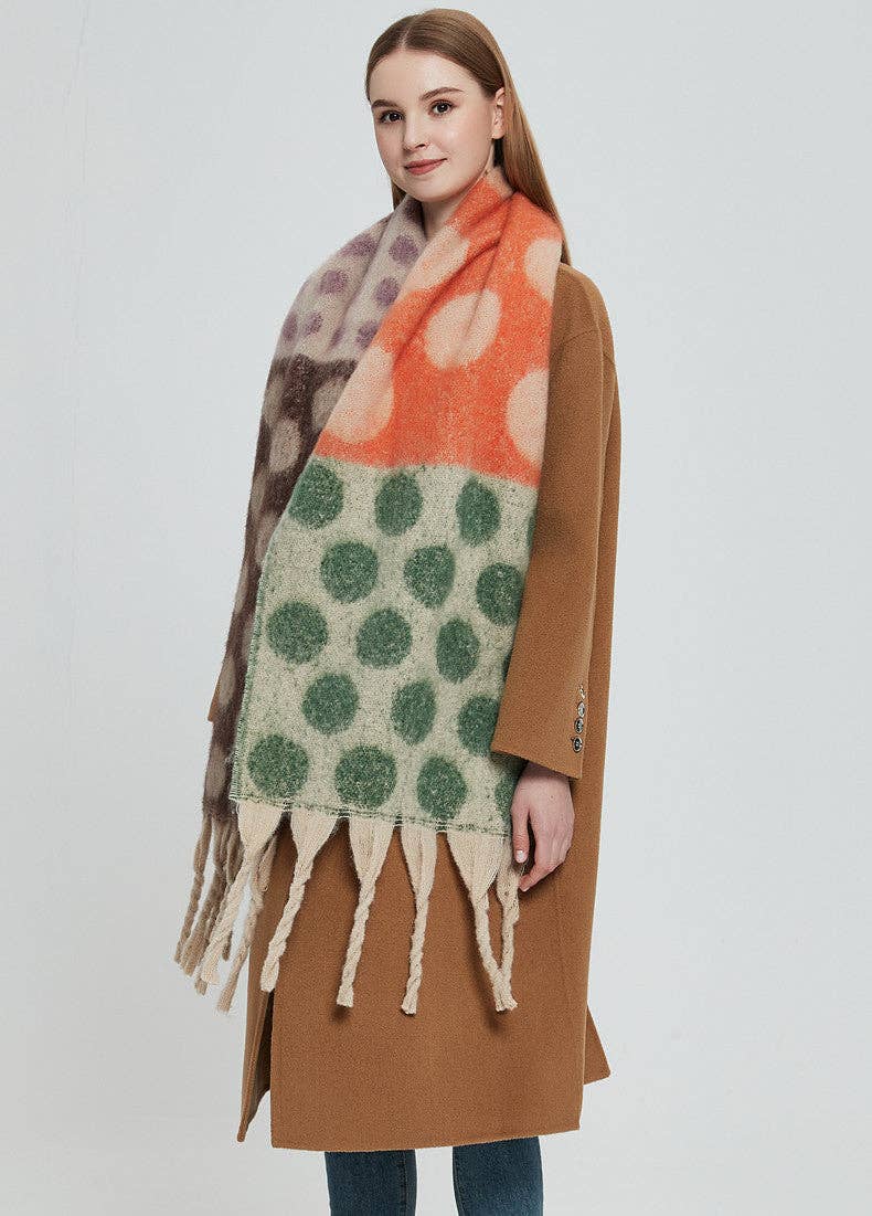 Contrast Color Point Tassel Warm Scarf