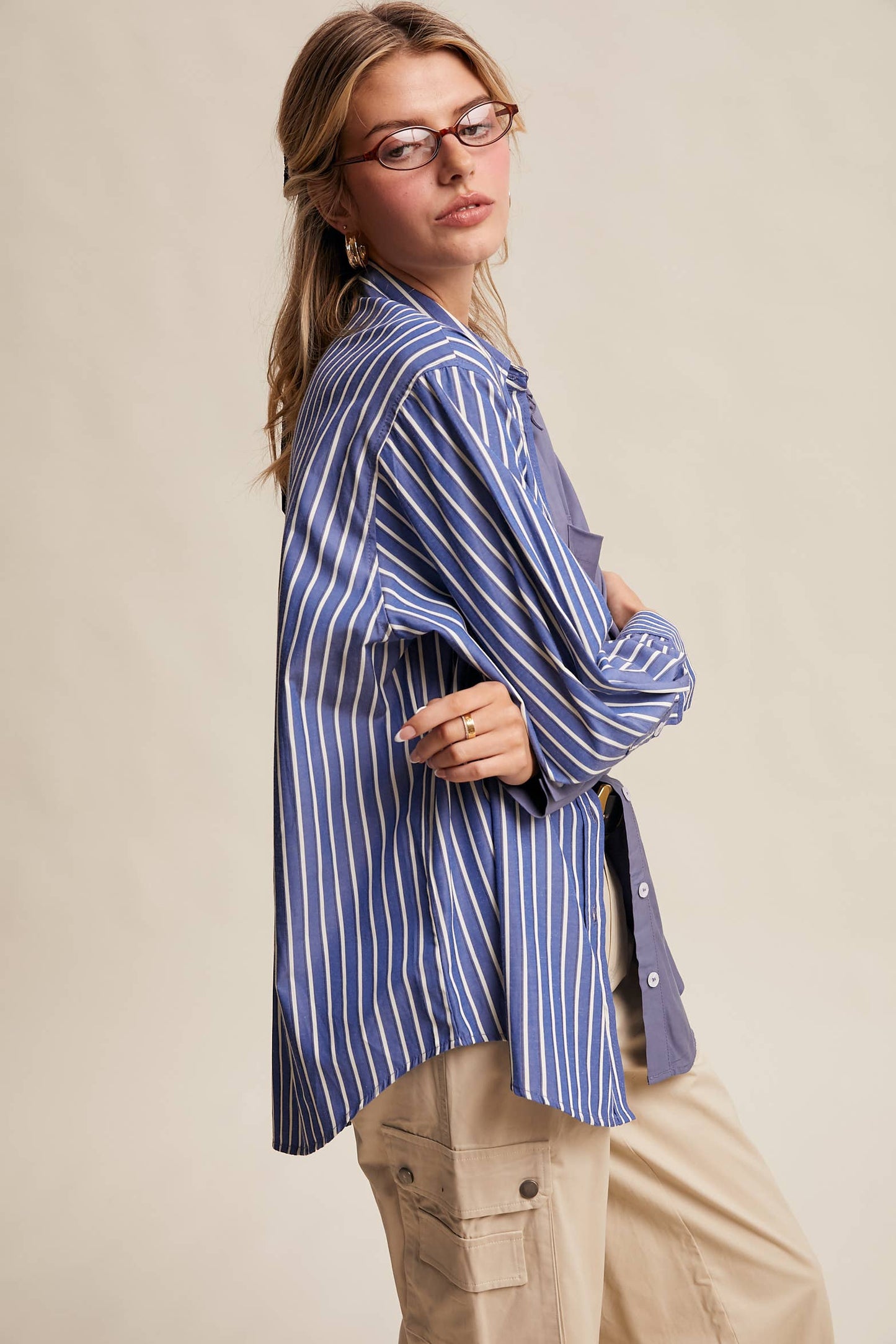 Contrast Panel Button-Up Shirt