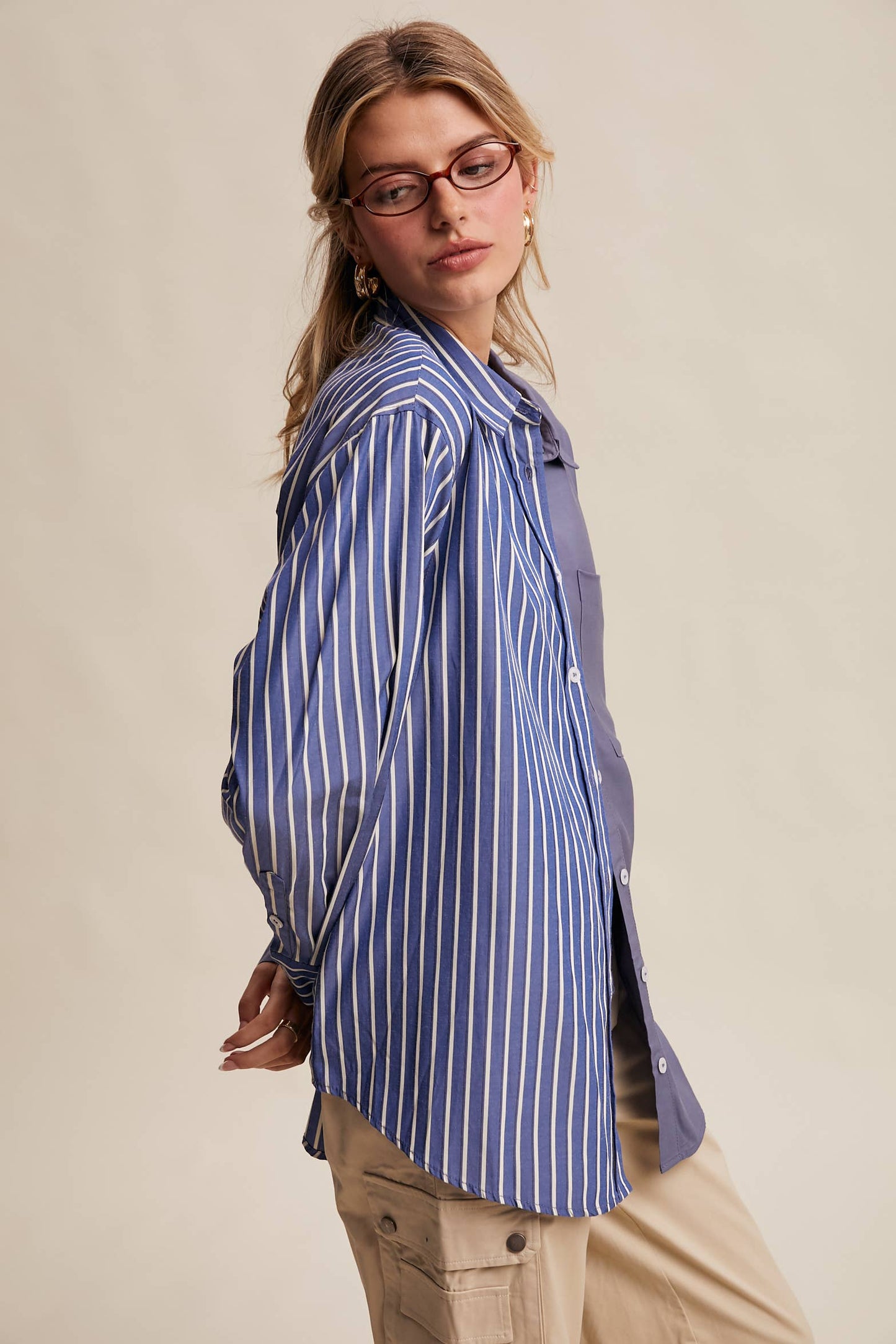 Contrast Panel Button-Up Shirt