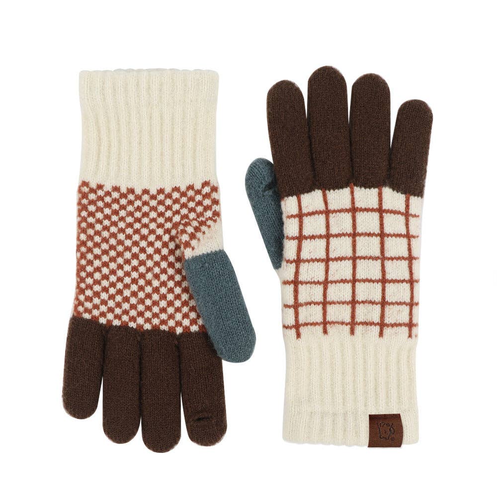 Vintage Jacquard Touch Screen Thicken Warm Gloves