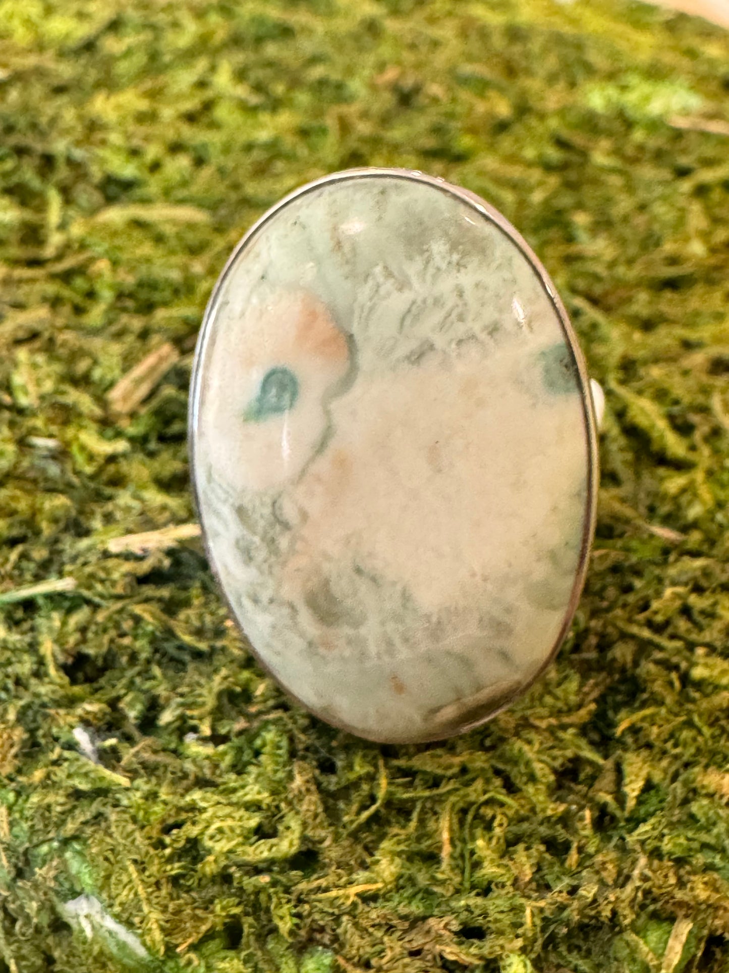 Green Opal Oval Ring | adjustable