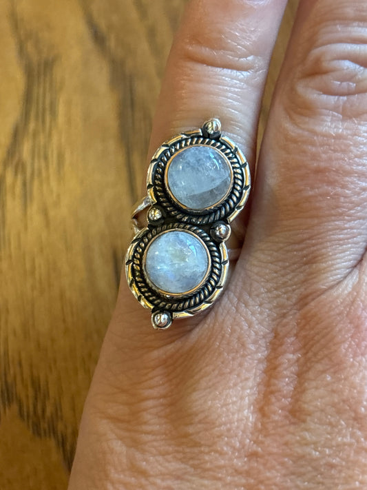 Rainbow Moonstone Ring | Size 6