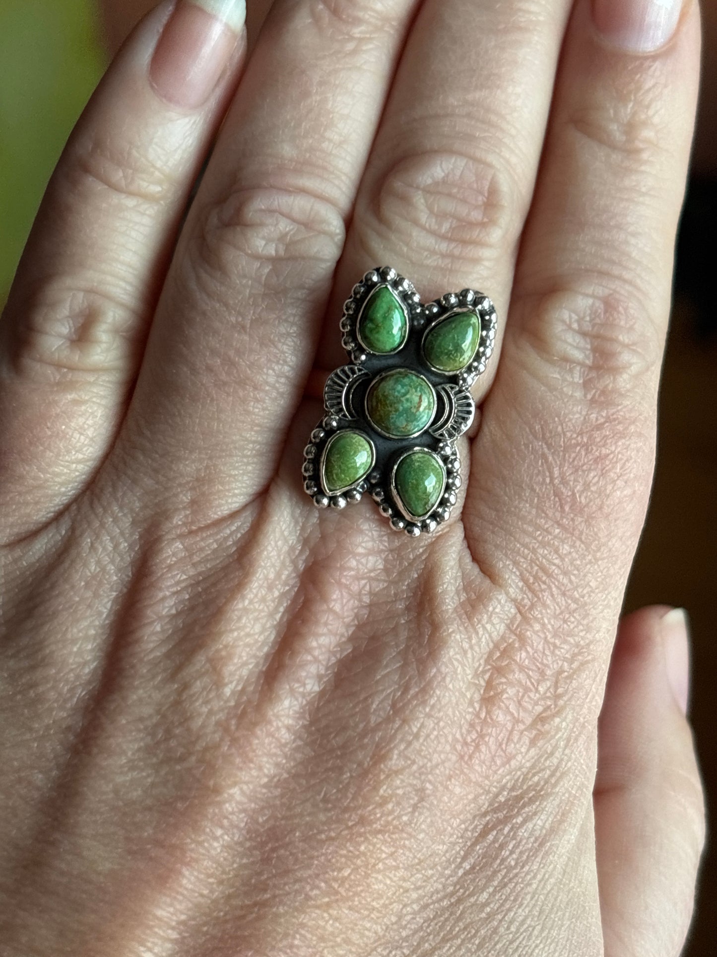 Green Turquoise Cluster Ring | 9.5