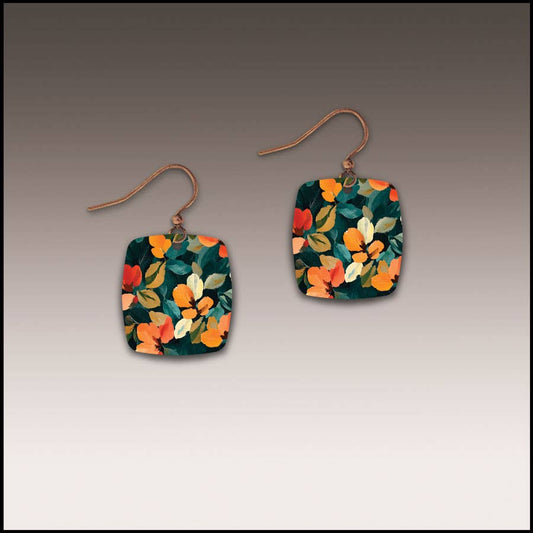 Dark Floral Button Drop Handmade Earrings