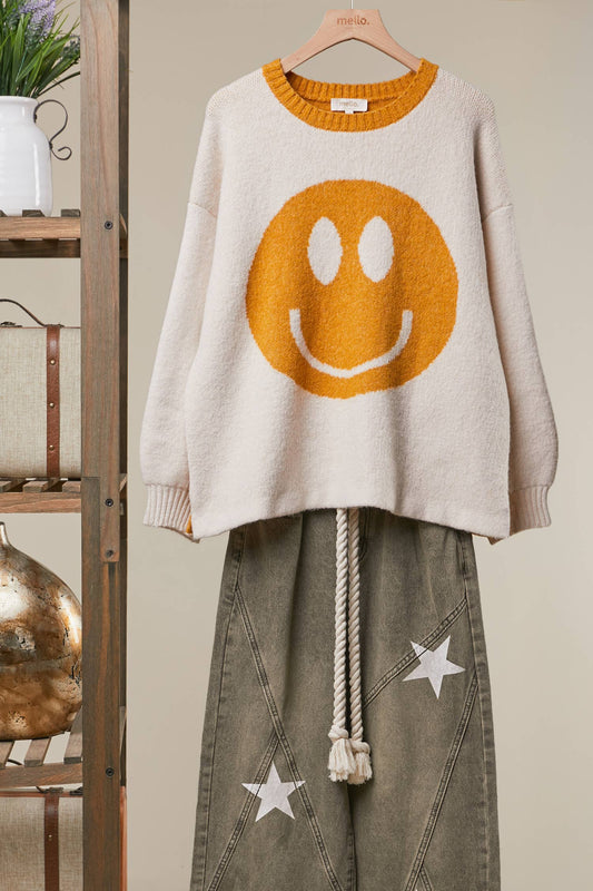 Fuzzy Smiley Face Sweater