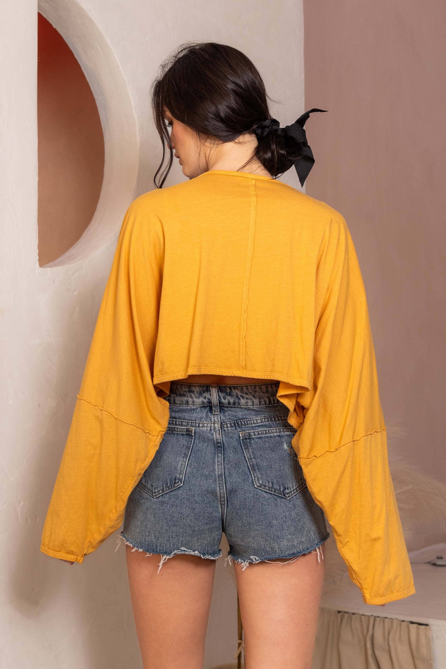 Washed Relaxed Fit Drop Shoulder Crop Top