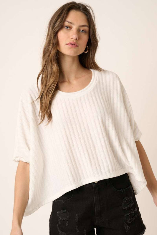 TEXTURE KNIT DOLMAN SLEEVE TOP