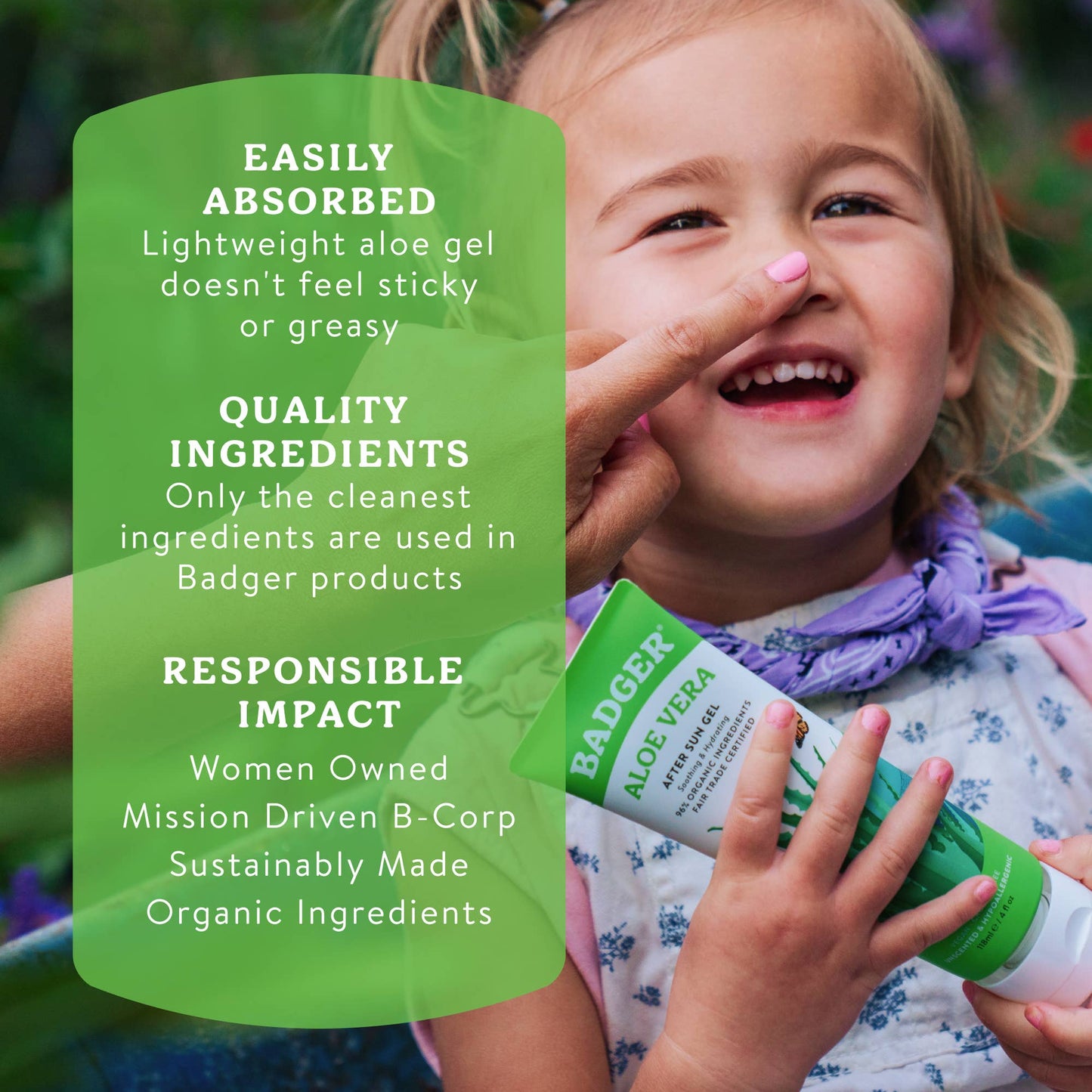 Badger Aloe Vera Gel for Face & Body, Sunburn Relief