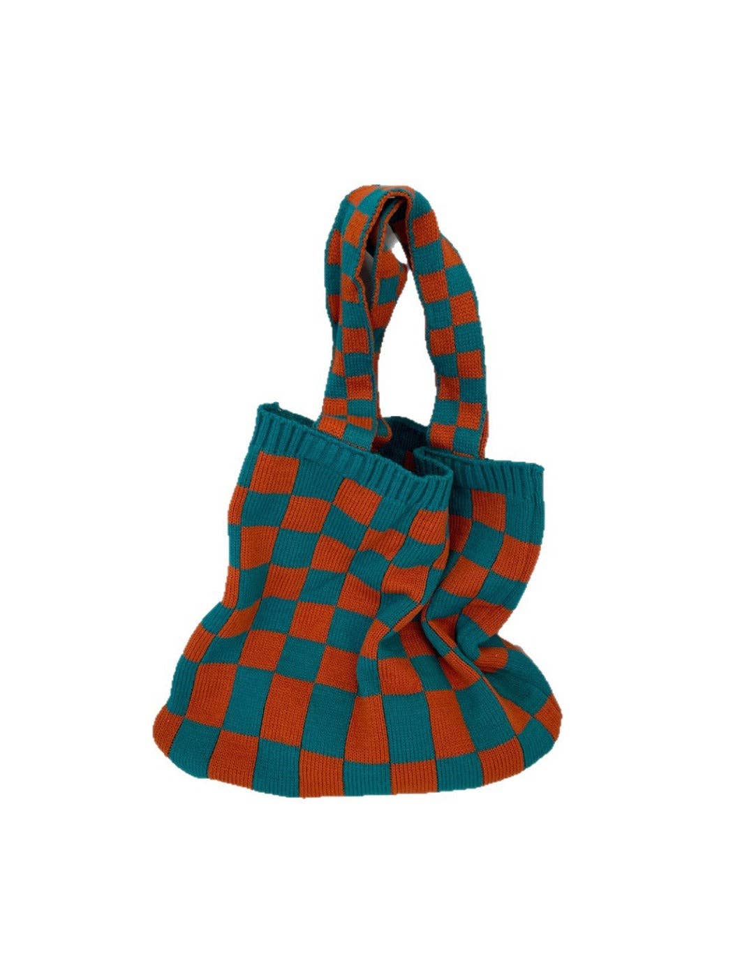 Knitted Checkered Tote Bag