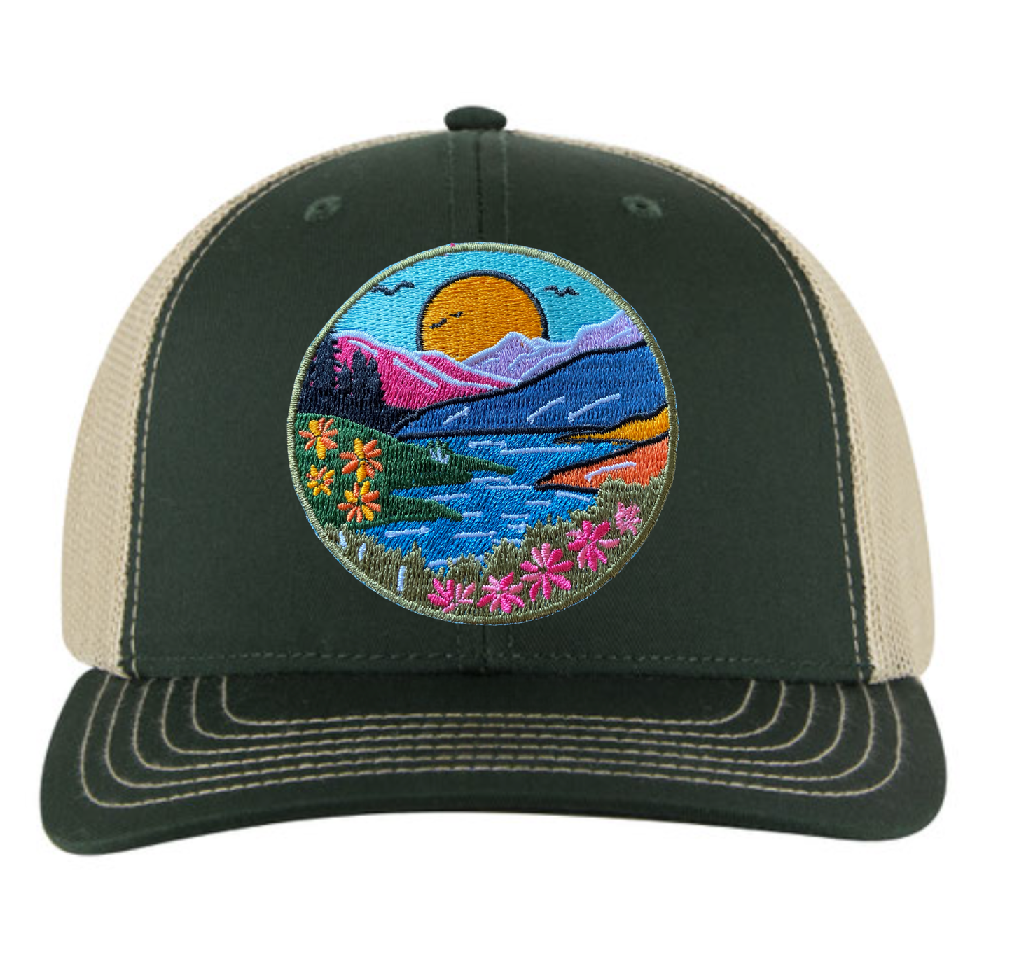 Patch Trucker Hat- River Mountain Wildflower- ADULT Size