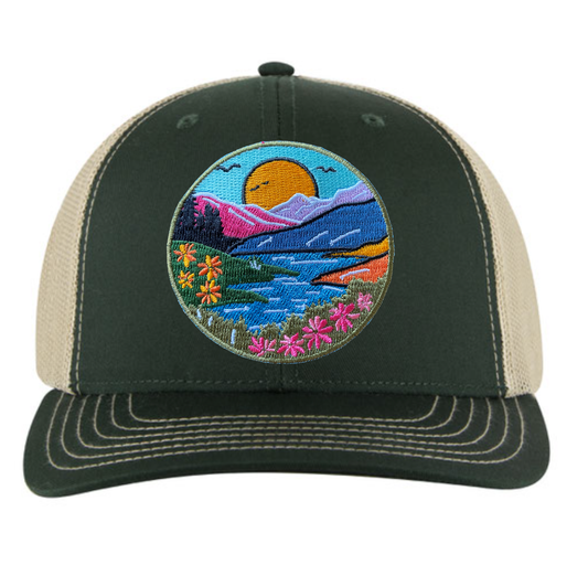 Patch Trucker Hat- River Mountain Wildflower- ADULT Size