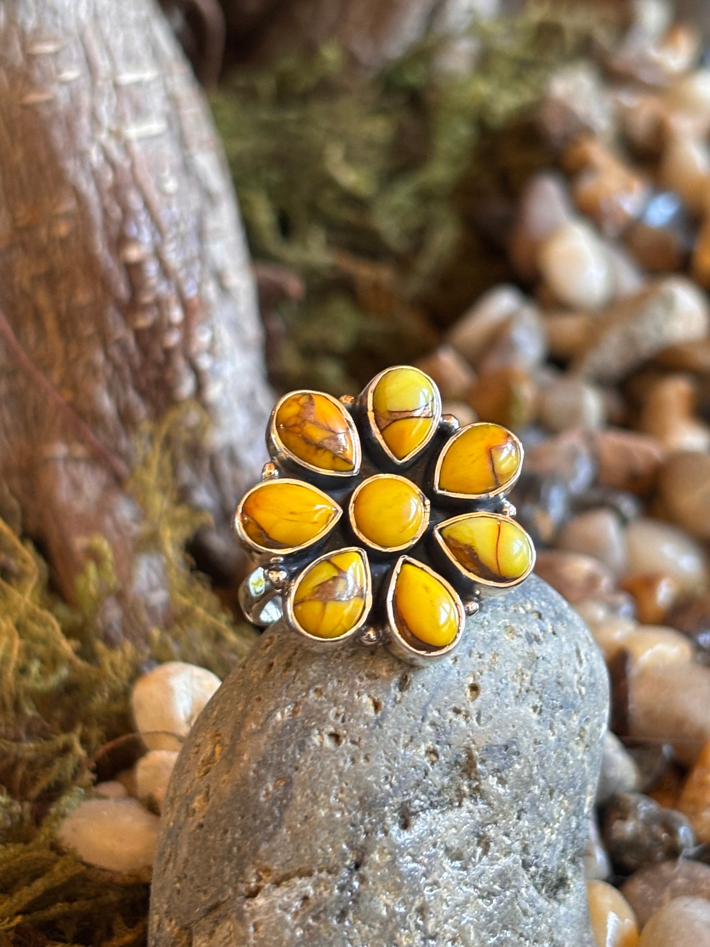 Honey Dahlia Cluster Ring | Adjustable
