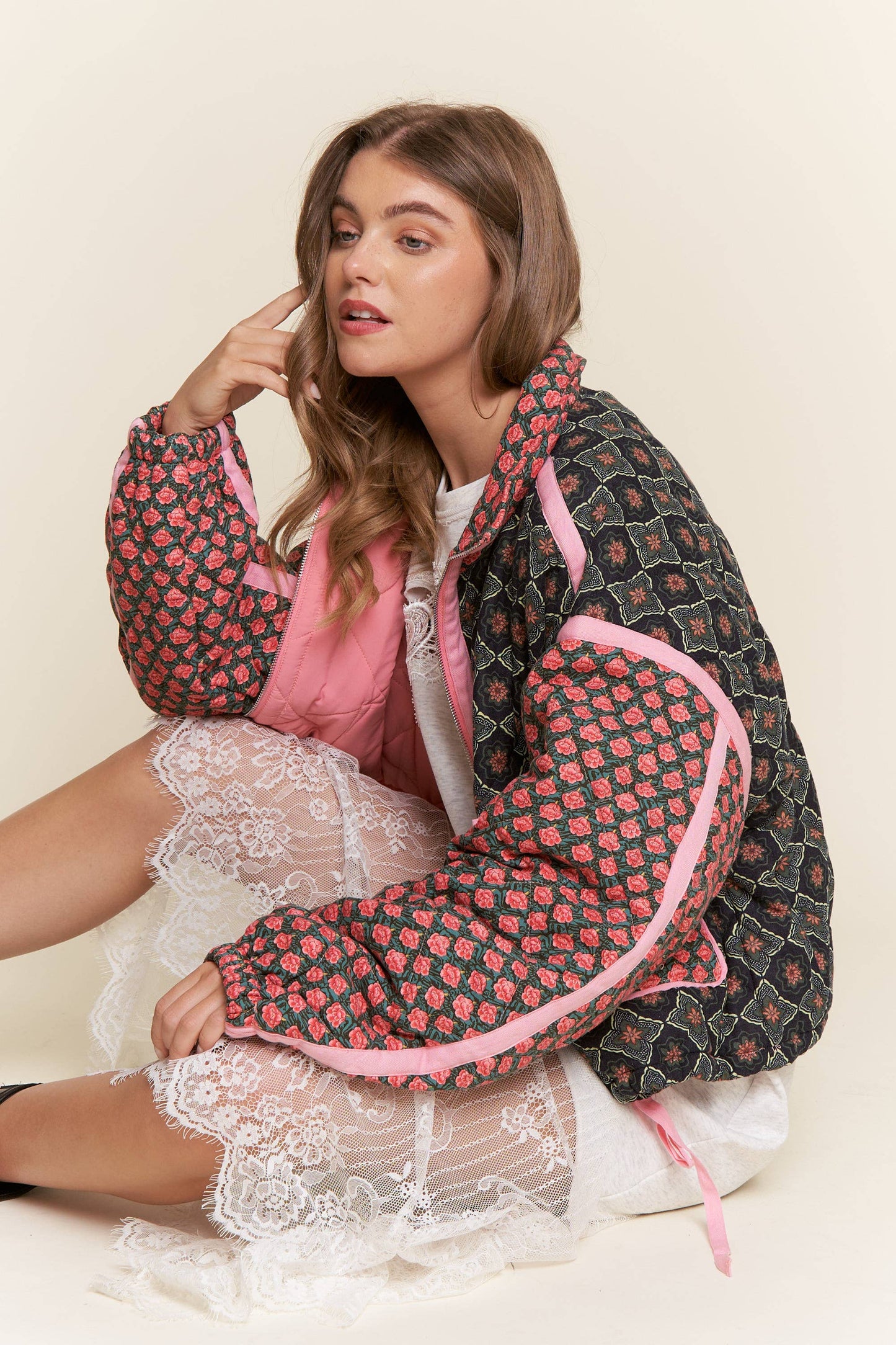 Patchwork Quilted Bomber Jacket