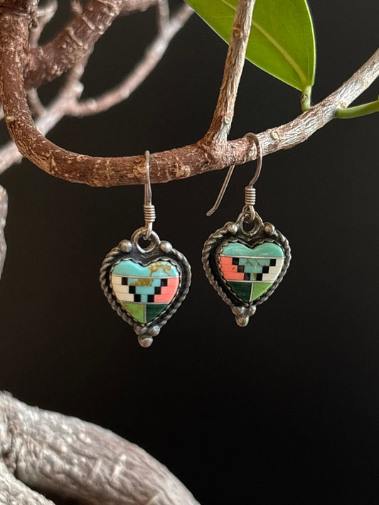 Inlay Heart-Shaped Vintage Earrings
