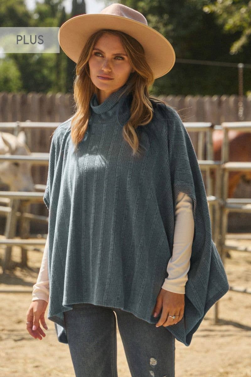 Melanged Soft Knit Batwing Cape Top - Plus
