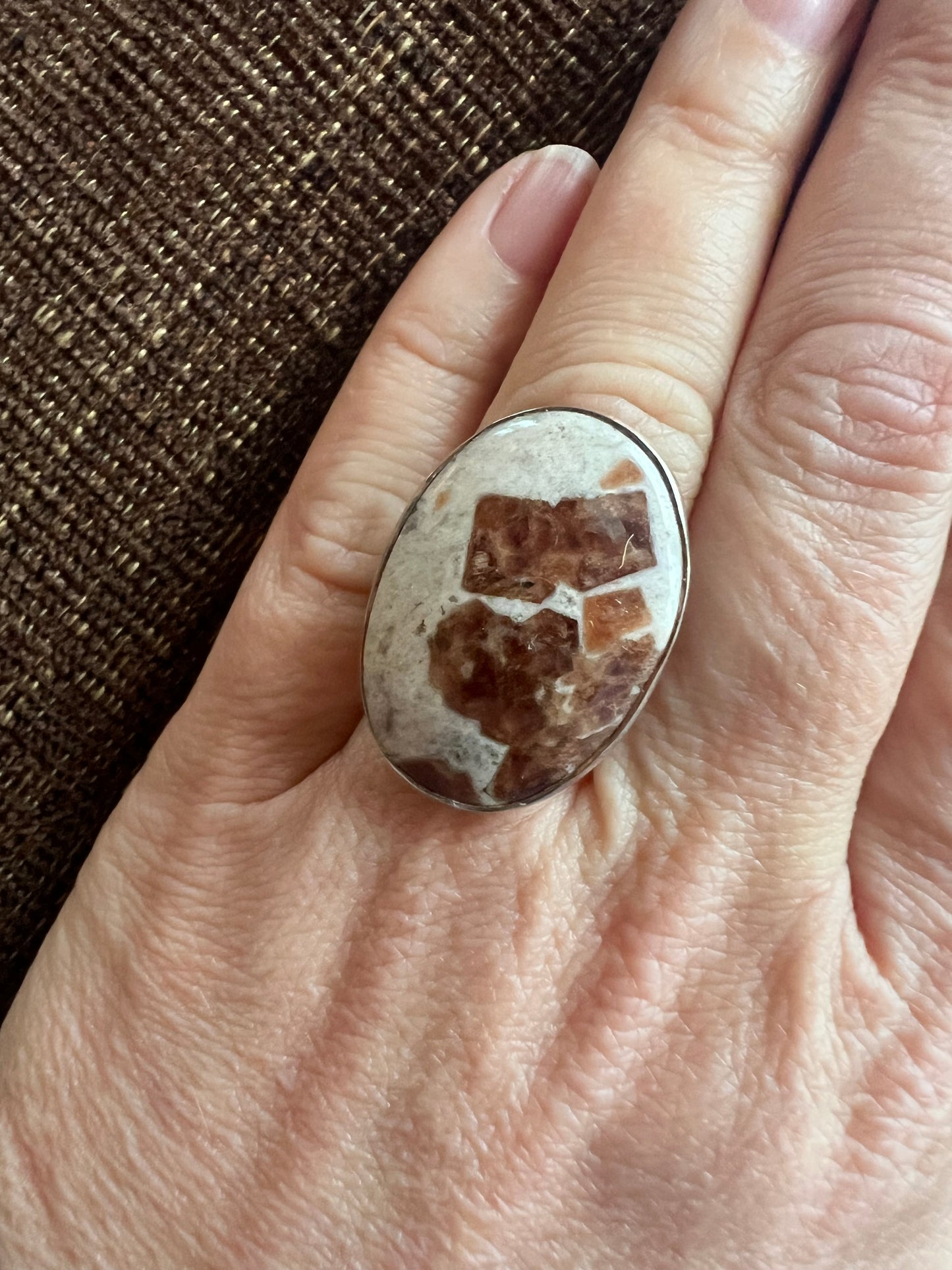 Garnet Limestone Ring | Adjustable