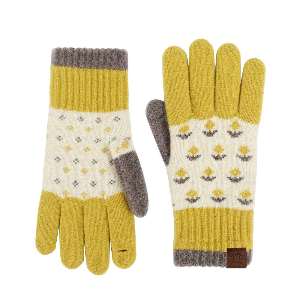 Vintage Jacquard Touch Screen Thicken Warm Gloves