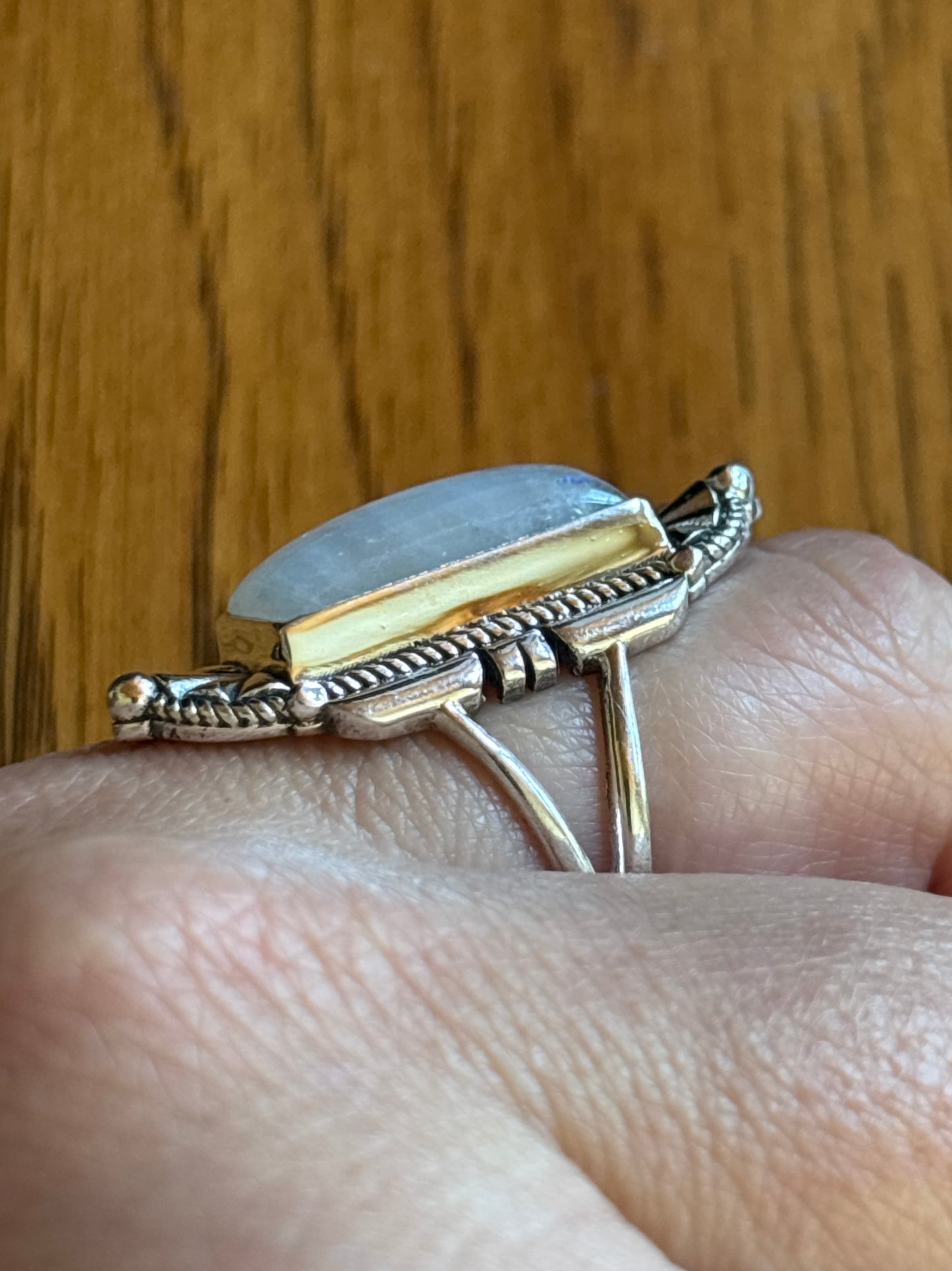 Rainbow Moonstone Ring | Size 8