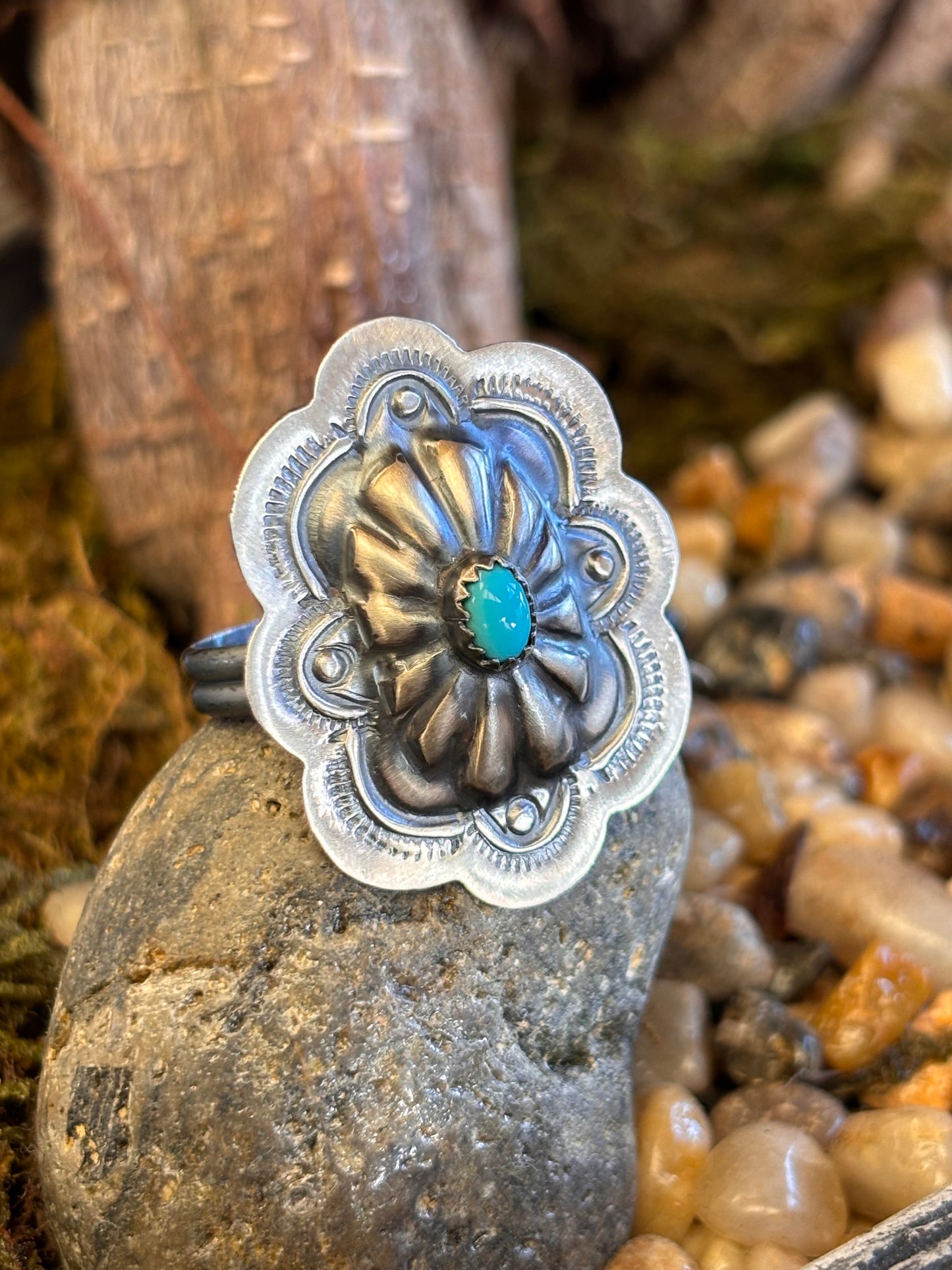 Sleeping Beauty Turquoise handmade Navajo Ring by Raymond Begay | Adjustable