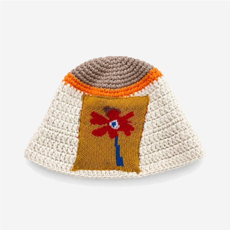 Color Block Splice Floral Jacquard Bucket Hat