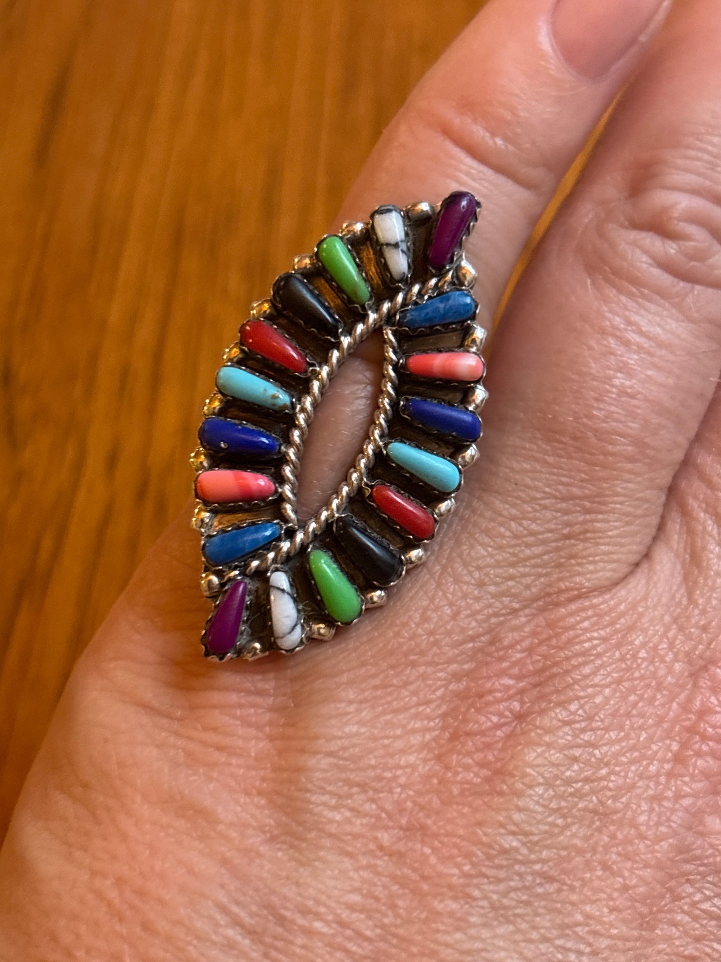 Zuni Multi-Stone Ring Navajo by Tamara Benally | Size 7