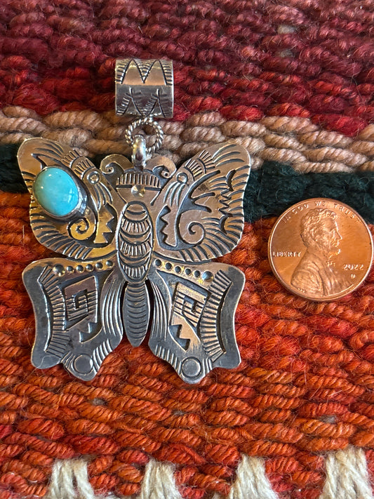 Navajo Butterfly w/ Turquoise Pendant