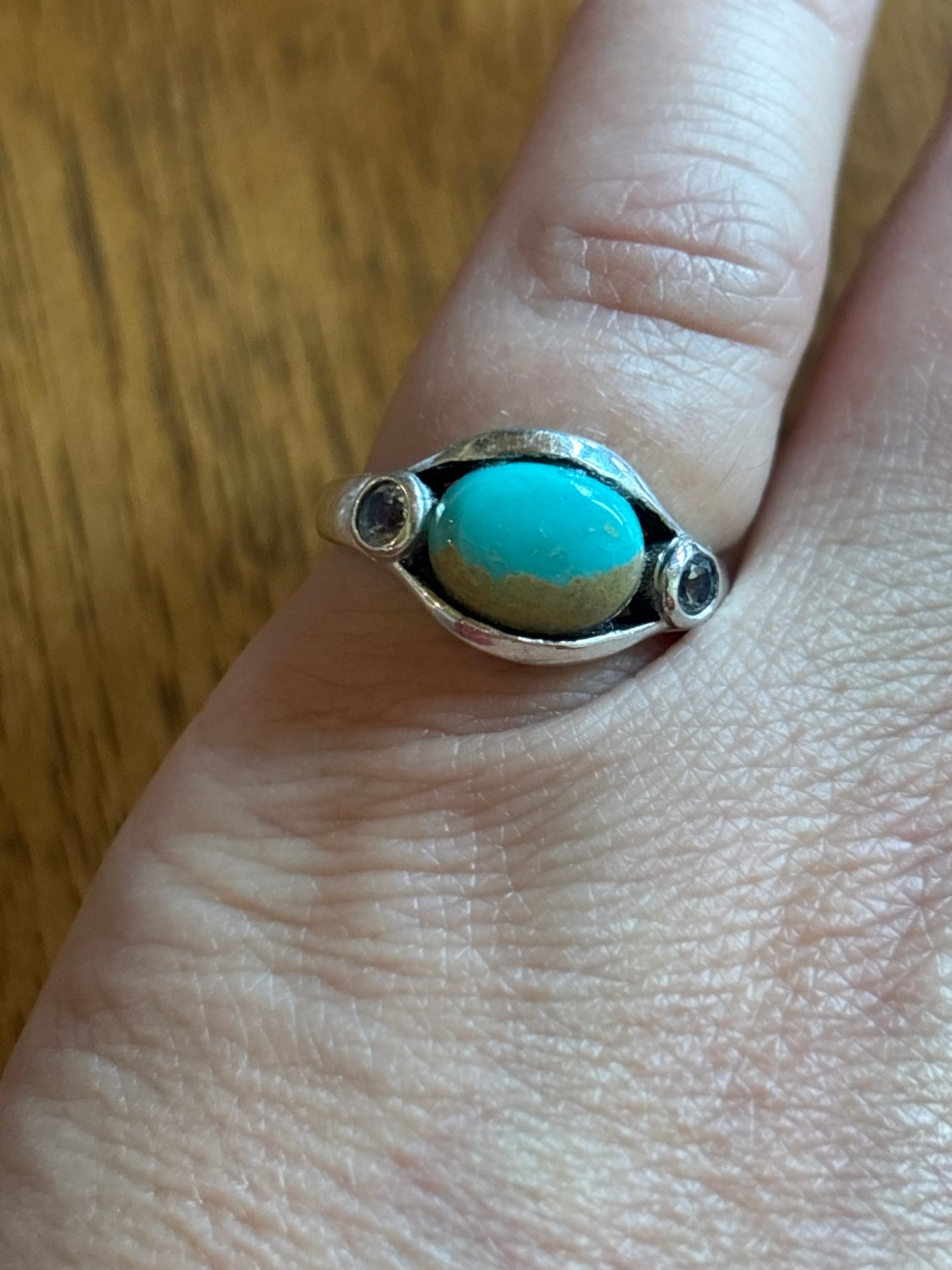 Turquoise & Topaz Ring | Size 7