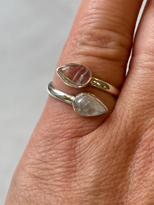 Rainbow Moonstone Ring | Size Med. adjustable