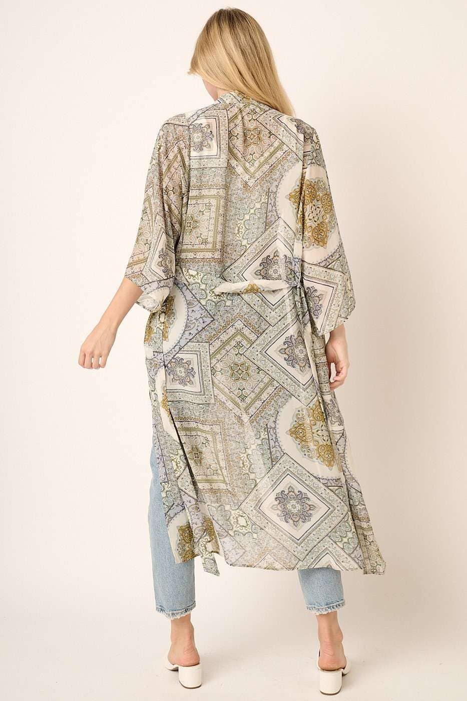 PAISLEY PRINT BELTED CHIFFON MIDI DUSTER