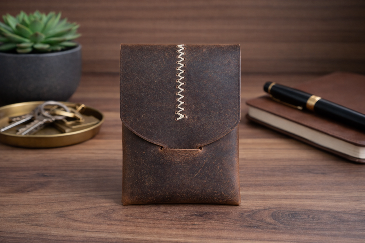 Leather Wallet Slim Handmade Card Holder for Men & Women