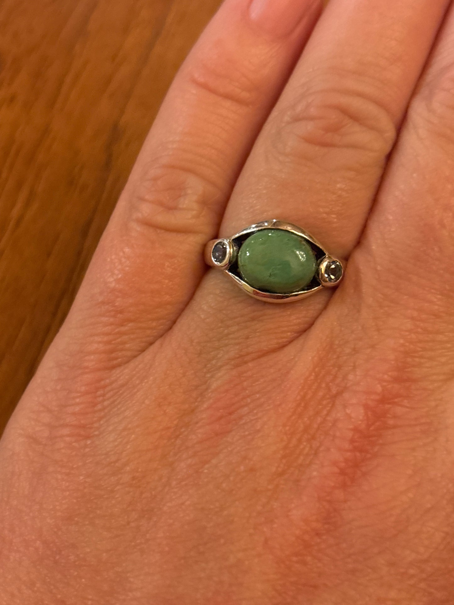 Turquoise & White Topaz Ring | Size 8.5