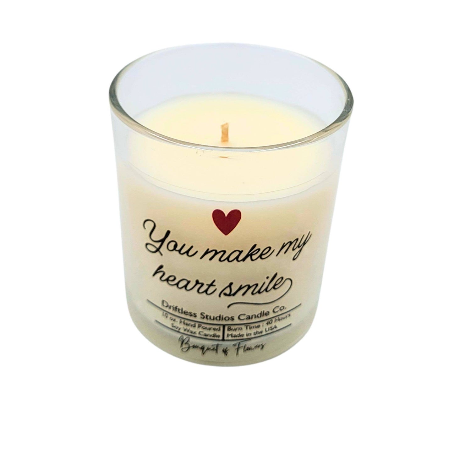 You Make My Heart Smile Clear Soy Candle - Valentines Day