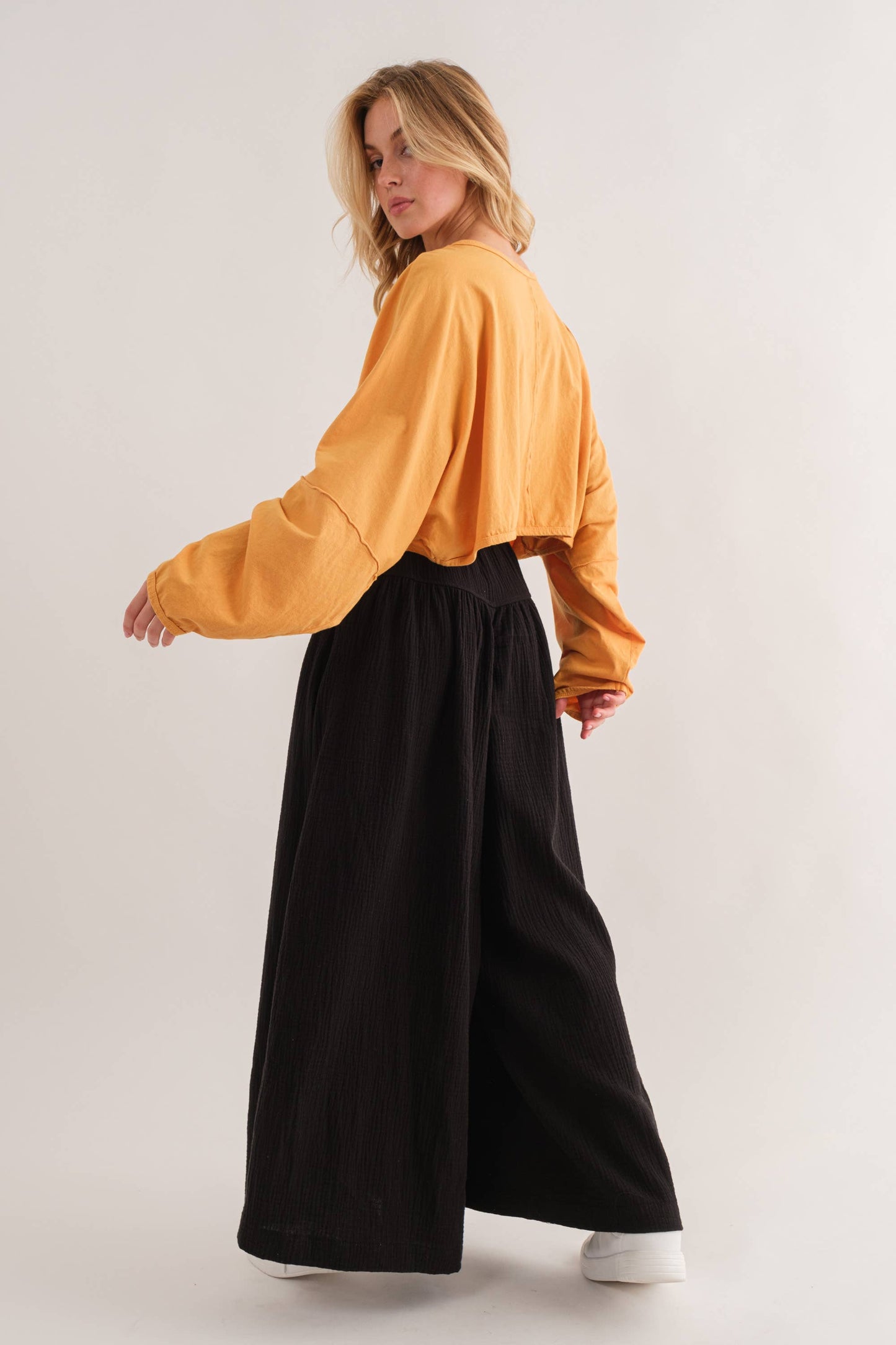 Washed Relaxed Fit Drop Shoulder Crop Top