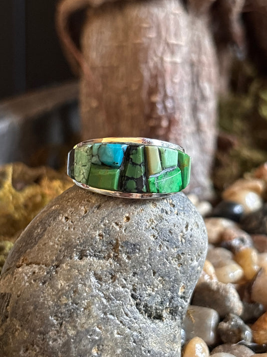 Multi-Stone Inlay Navajo made by Edison Yazzie | Size 8.5