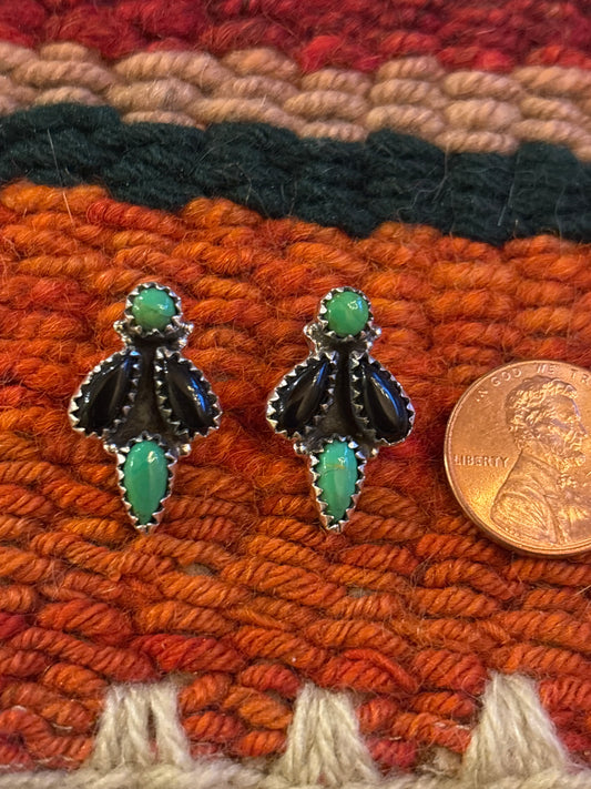 Black Onyx & Turquoise Post Earrings