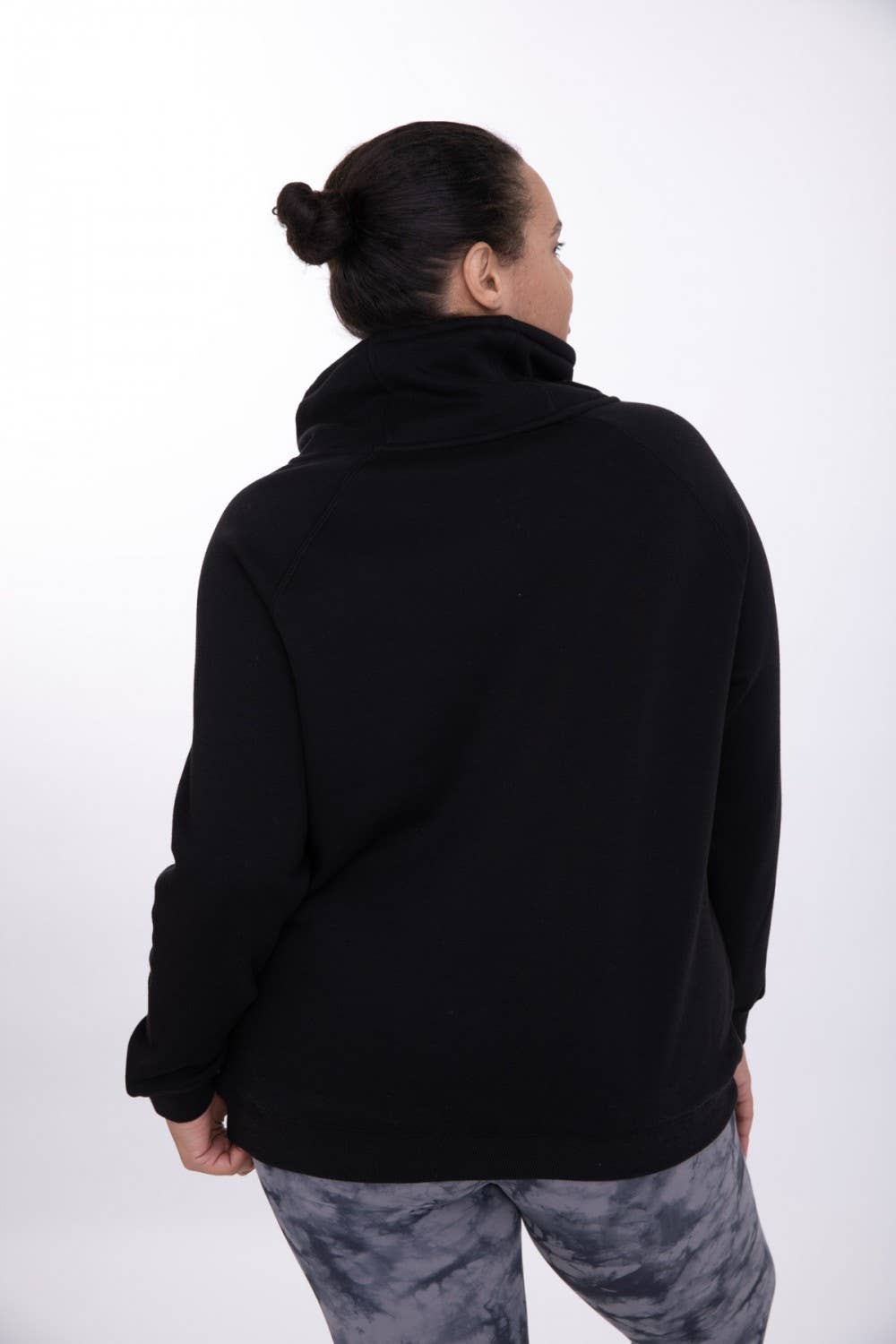 Criss Cross Cowl Neck Longline Pullover (plus)