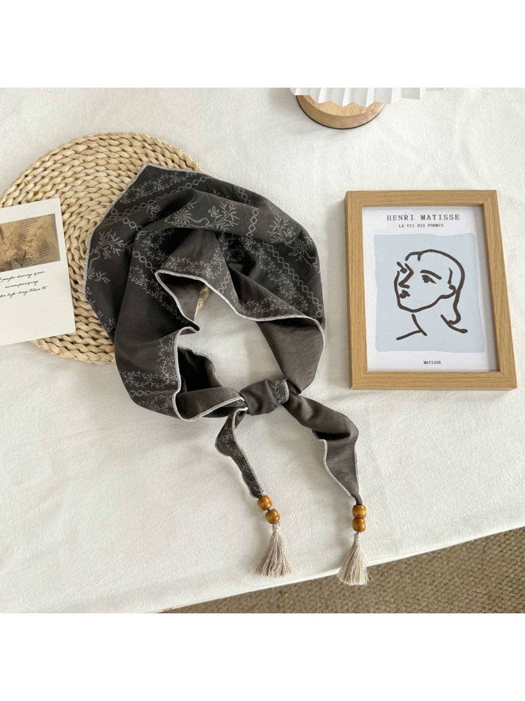 Dark Gray Edgy Print Triangle Scarf
