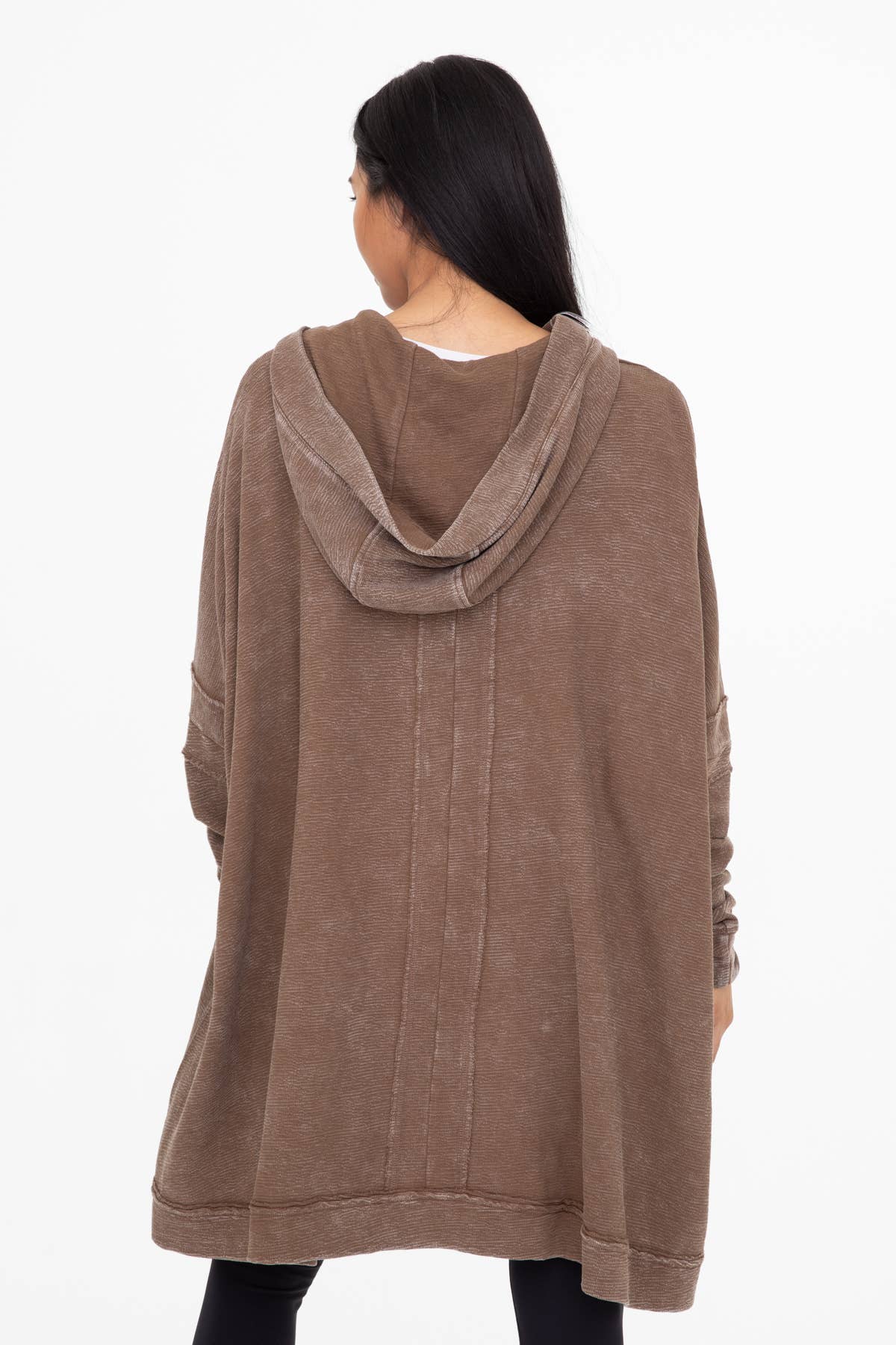 Oversized Cotton Poncho with Hood