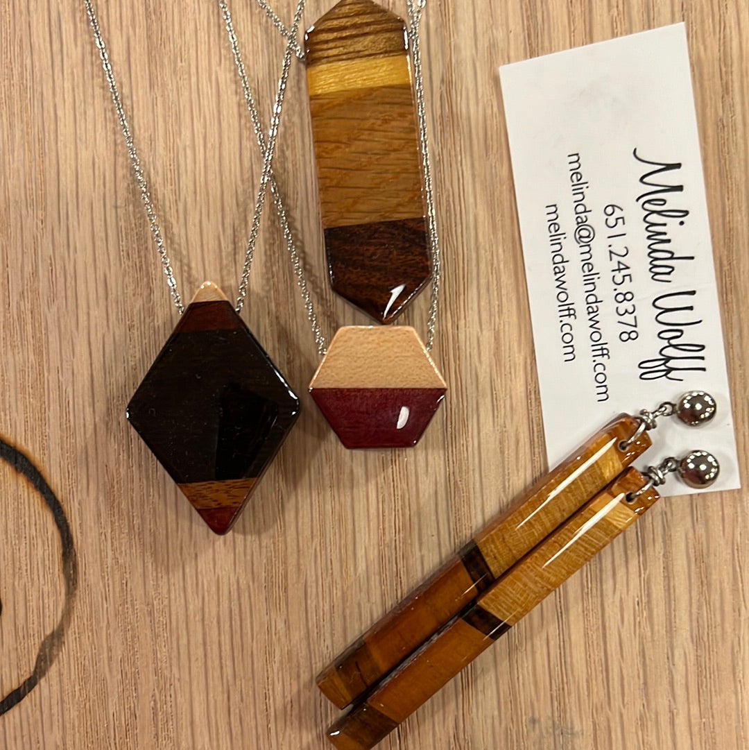 Wood Pendants and Earrings | Melinda Wolff